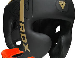 Боксерский шлем RDX F6 KARA Matte Golden XL капа в комплекте