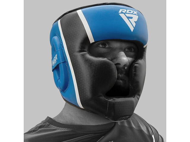 Боксерський шолом RDX AURA PLUS T-17 Blue/Black L (капа у комплекті) - Фото 7