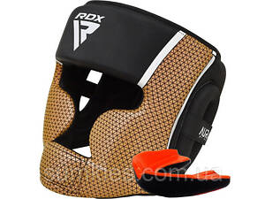 Боксерський шолом RDX AURA PLUS T-17 Black Golden M (капа у комплекті)