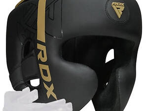 Боксерський шолом RDX F6 KARA Matte Golden S (капа в комплекті)