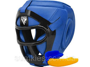 Боксерський шолом RDX T1 Grill Full Blue XL (капа в комплекті)