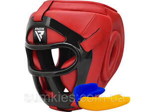 Боксерський шолом RDX T1 Grill Full RED XL (капа в комплекті)