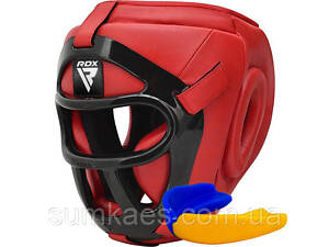 Боксерський шолом RDX T1 Grill Full Red L (капа у комплекті)