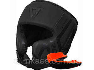 Боксерський шолом RDX T15 Noir Cheek Protector Matte Black L (капа у комплекті)