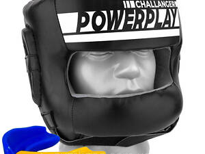 Боксерський шолом тренувальний PowerPlay 3067 з бампером PU + Amara Чорний L