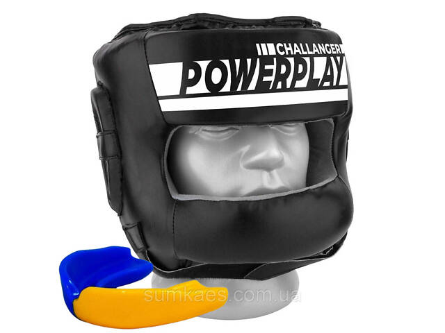 Боксерський шолом тренувальний PowerPlay 3067 з бампером PU + Amara Чорний L - Фото NaN