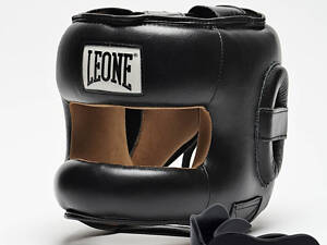 Боксерський шолом з бампером Leone CS425 Black M (капа в комплекті)