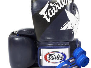 Боксерские перчатки Fairtex BGV1 Nation Print Blue 14 унций (бинты в комплекте)