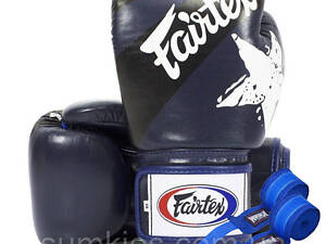 Боксерские перчатки Fairtex BGV1 Nation Print Blue 14 унций (бинты в комплекте)