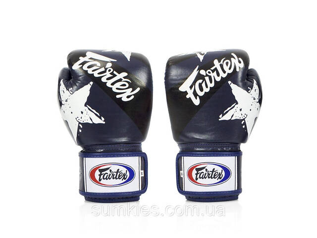 Боксерські рукавиці Fairtex BGV1 Nation Print Blue 12 унцій (бинти в комплекті) - Фото 5