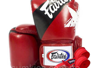 Боксерські рукавиці Fairtex BGV1 Nation Print Red 14 унцій (бинти в комплекті)