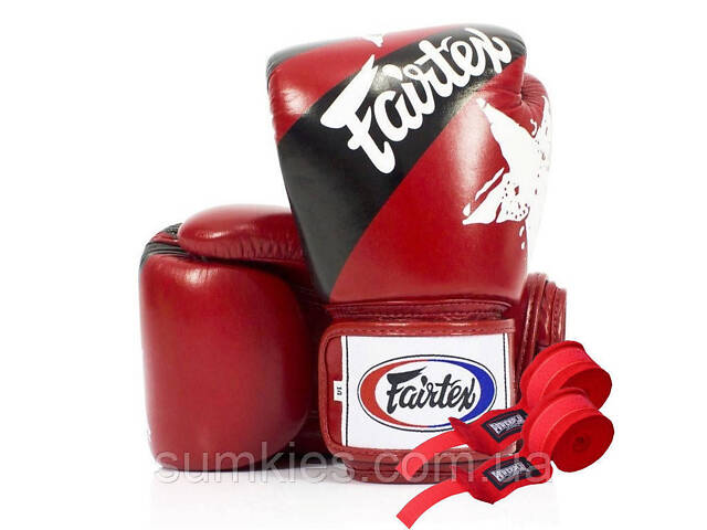 Боксерські рукавиці Fairtex BGV1 Nation Print Red 12 унцій (бинти в комплекті) - Фото 1