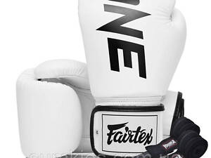 Боксерские перчатки Fairtex BGV1-ONE (натуральная кожа) White 10 унций (бинты в комплекте)