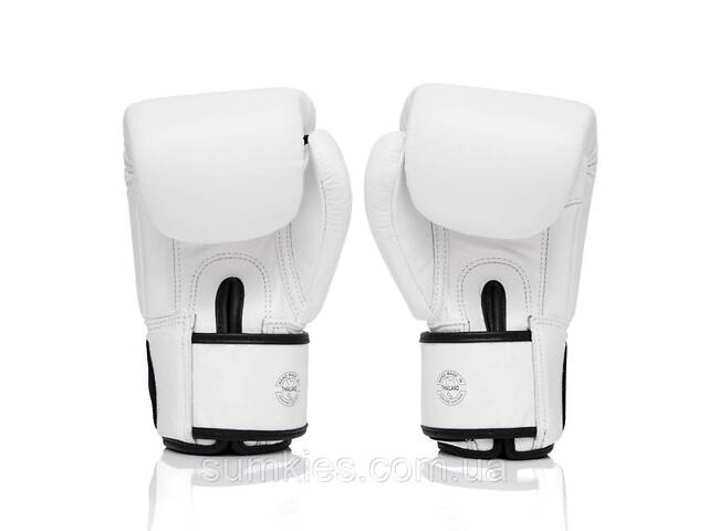 Боксерські рукавиці Fairtex BGV1-ONE (натуральна шкіра) White 10 унцій (бинти в комплекті) - Фото 6