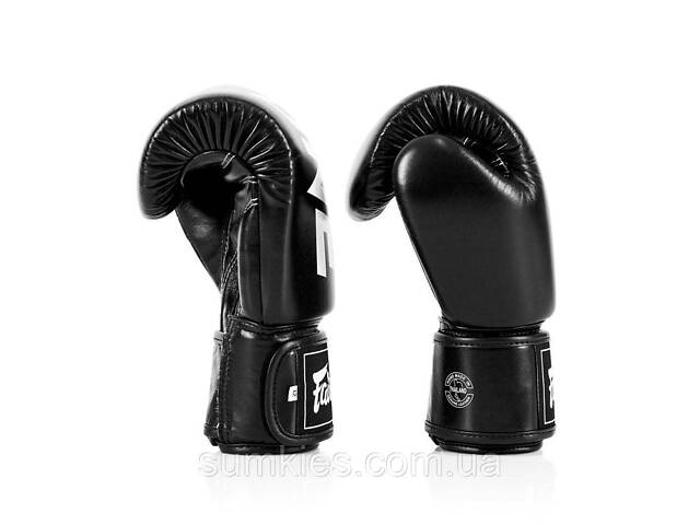 Боксерські рукавиці Fairtex BGV1-ONE (натуральна шкіра) Black 12 унцій (бинти в комплекті) - Фото 7