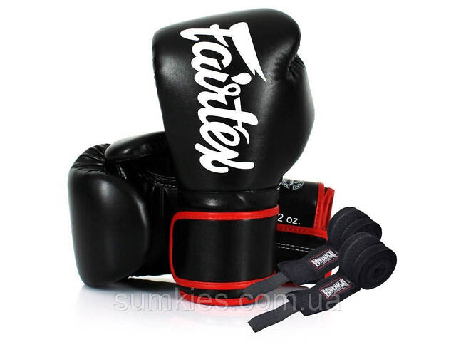 Боксерські рукавиці Fairtex BGV14 Black 16 унцій (бинти в комплекті) - Фото 1