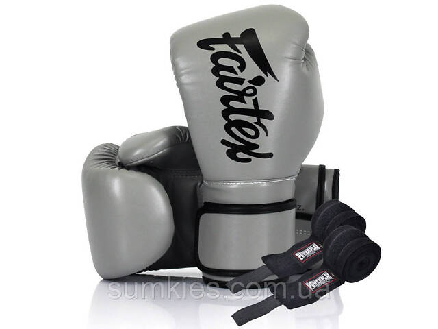 Боксерські рукавиці Fairtex BGV14 Grey 12 унцій (бинти в комплекті) - Фото 1