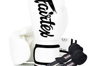Боксерські рукавиці Fairtex BGV14 White 12 унцій (бинти в комплекті)