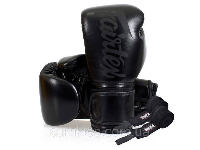 Боксерські рукавиці Fairtex BGV14SB Black 10 унцій (бинти в комплекті) - Фото 1