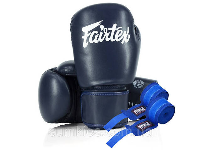 Боксерські рукавиці Fairtex BGV27 Blue 16 унцій (бинти в комплекті) - Фото 1
