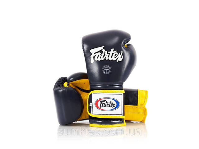 Боксерські рукавиці Fairtex BGV9 Mexican Blue/Yellow 14 унцій (бинти в комплекті) - Фото 8
