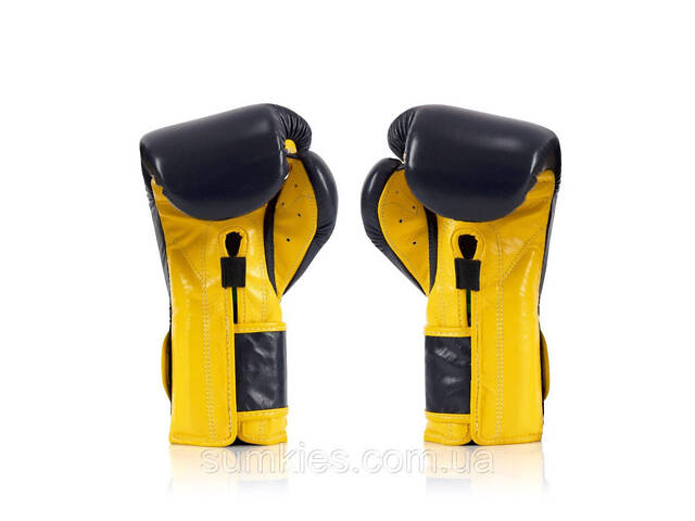 Боксерські рукавиці Fairtex BGV9 Mexican Blue/Yellow 14 унцій (бинти в комплекті) - Фото 6