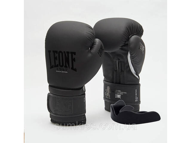 Боксерські рукавиці Leone GN059 Black/White 12 унцій (капу в комплекті) - Фото 1