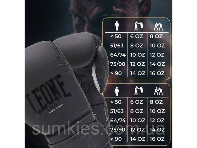Боксерські рукавиці Leone GN059 Black/White 12 унцій (капу в комплекті) - Фото 10