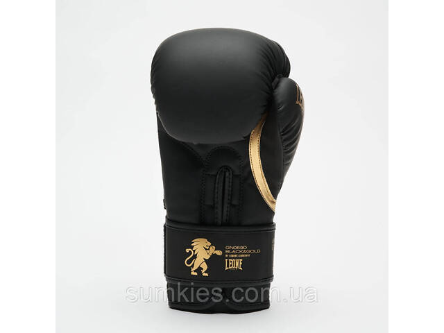 Боксерські рукавиці Leone GN059D Black/Gold 10 унцій (капу в комплекті) - Фото 5