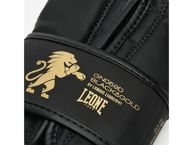 Боксерські рукавиці Leone GN059D Black/Gold 12 унцій (капу в комплекті) - Фото 9