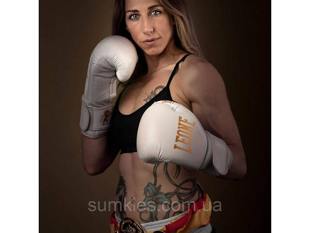 Боксерські рукавиці Leone GN059W White/Gold 12 унцій (капу в комплекті) - Фото 9