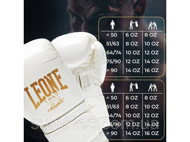 Боксерські рукавиці Leone GN059W White/Gold 12 унцій (капу в комплекті) - Фото 10