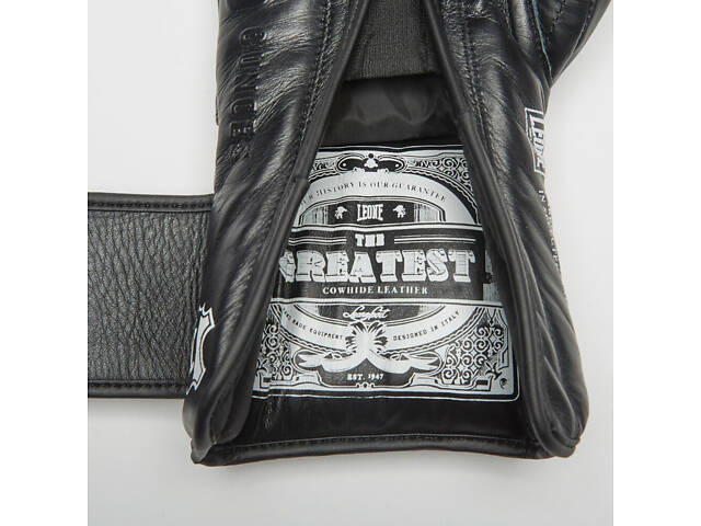Боксерські рукавиці Leone GN111 THE GREATEST Black 12 унцій (бинти 4 м. в комплекті) - Фото 7