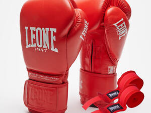 Боксерські рукавиці Leone GN111 THE GREATEST Red 10 унцій (бинти 4 м. в комплекті)