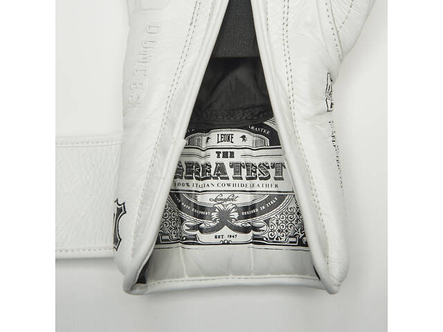 Боксерські рукавиці Leone GN111 THE GREATEST White 12 унцій (бинти 4 м. в комплекті) - Фото 9