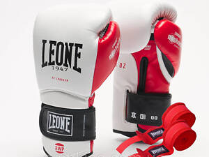 Боксерські рукавиці Leone GN113 IL TECNICO N3 White 12 унцій (бинти 4 м. в комплекті)