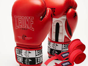 Боксерські рукавиці Leone GN208 ICONIC Red 14 унцій (бинти 4 м. в комплекті)