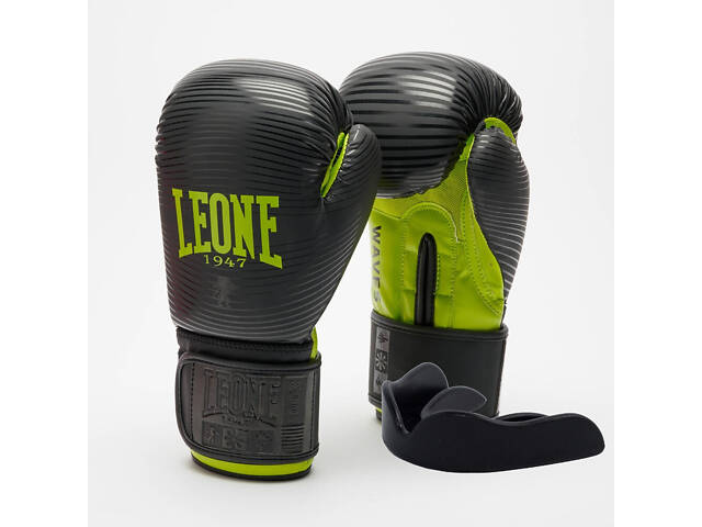 Боксерські рукавиці Leone GN313 WAVES Black 14 унцій (капу в комплекті) - Фото 1