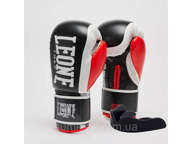 Боксерські рукавиці Leone GN333 LOGO WACS Black 12 унцій (капу в комплекті) - Фото 1