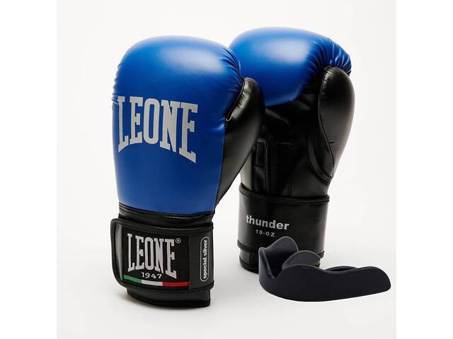 Боксерські рукавиці Leone GN383 THUNDER Blue 8 унцій (капу в комплекті) - Фото 1