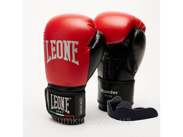 Боксерські рукавиці Leone GN383 THUNDER Red 8 унцій (капу в комплекті) - Фото 1