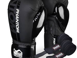 Боксерские перчатки Phantom APEX Speed Black 16 унций (Бинты 4м. в подарок)