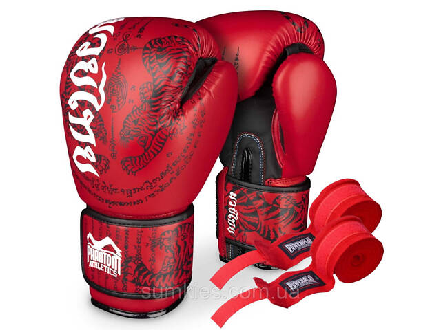 Боксерські рукавиці Phantom Muay Thai Red 12 унцій (капа в подарунок) - Фото 1