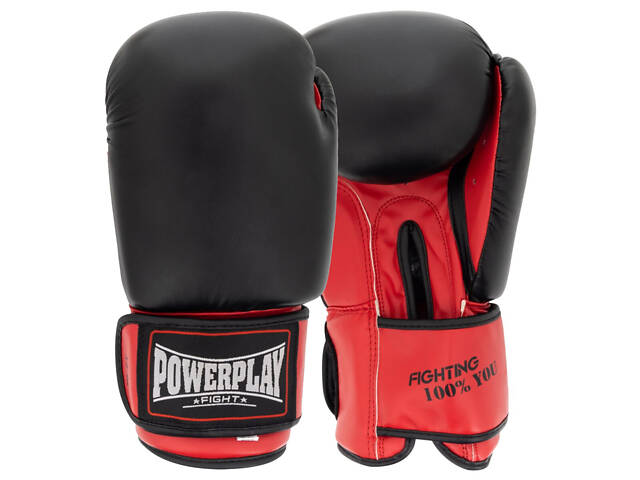 Боксерські рукавиці PowerPlay 3004 Classic Чорно-Червоні 10 унцій - Фото 1