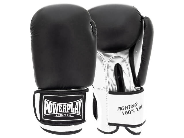Боксерські рукавиці PowerPlay 3004 Classic Чорно-Білі 14 унцій - Фото 1