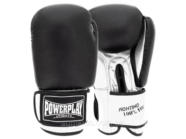 Боксерські рукавиці PowerPlay 3004 Classic Чорно-Білі 10 унцій - Фото 1
