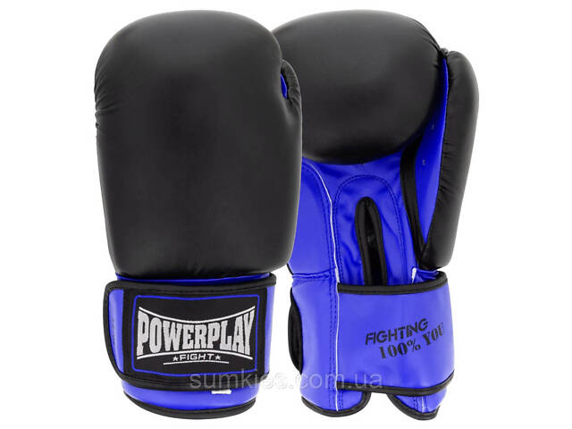 Боксерські рукавиці PowerPlay 3004 Classic Чорно-Сині 10 унцій - Фото 1
