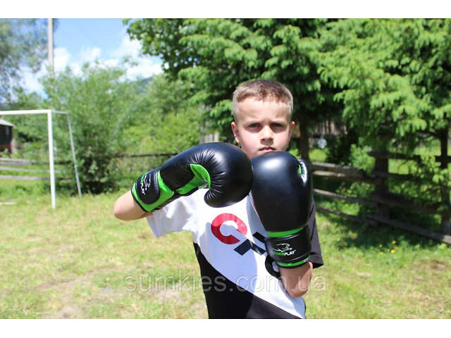 Боксерські рукавиці PowerPlay 3004 JR Classic Чорно-Зелені 6 унцій - Фото 8