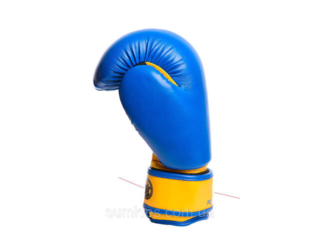 Боксерські рукавиці PowerPlay 3004 JR Classic Синьо-Жовті 8 унцій - Фото 3