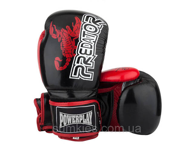 Боксерські рукавиці PowerPlay 3007 Scorpio Чорні карбон 12 унцій - Фото 1